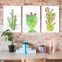 Bilderwelten 3-teiliges Leinwandbild Spruch - Hochformat Kaktus mit Bibelvers Set I