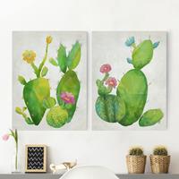 Bilderwelten 2-teiliges Leinwandbild Botanik - Hochformat Kaktusfamilie Set II