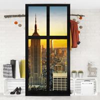 Bilderwelten Raumteiler Architektur & Skyline Fensterblick Manhattan Skyline Sonnenuntergang
