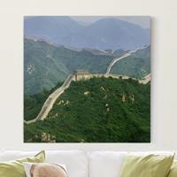Bilderwelten Leinwandbild Natur & Landschaft - Quadrat Die chinesische Mauer im Grünen