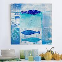 Bilderwelten Leinwandbild Tiere - Quadrat Fish in the Blue