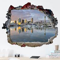 Klebefieber 3D Wandtattoo Auckland Skyline Sonnenuntergang