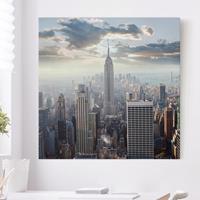 Bilderwelten Leinwandbild New York - Quadrat Sonnenaufgang in New York