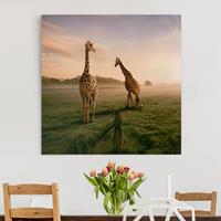Bilderwelten Leinwandbild Tiere - Quadrat Surreal Giraffes