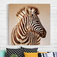 Bilderwelten Leinwandbild Tiere - Quadrat Zebra Baby Portrait