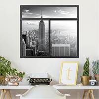 Klebefieber 3D Wandtattoo Fenster Schwarz Manhattan Skyline