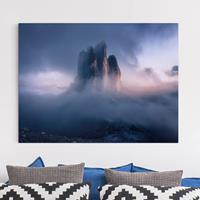 Bilderwelten Leinwandbild Berg - Querformat Drei Zinnen in blauem Licht