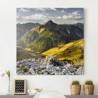 Bilderwelten Leinwandbild Berg - Quadrat Berge und Tal der Lechtaler Alpen im Tirol