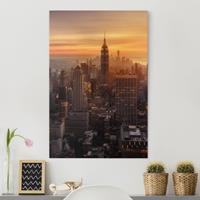 Bilderwelten Leinwandbild New York - Hochformat Manhattan Skyline Abendstimmung