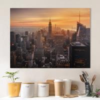 Bilderwelten Leinwandbild New York - Querformat Manhattan Skyline Abendstimmung