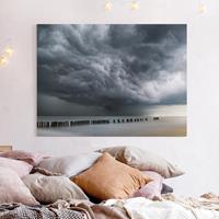 Bilderwelten Leinwandbild Strand - Querformat Sturmwolken über der Ostsee
