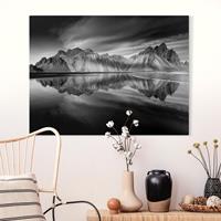 Bilderwelten Leinwandbild Schwarz-Weiß - Querformat Vesturhorn in Island
