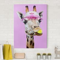 Bilderwelten Leinwandbild Kinderzimmer - Hochformat Giraffe beim Tennis