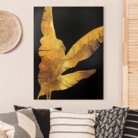 Bilderwelten Leinwandbild Blumen - Hochformat Gold - Bananenpalme auf Schwarz