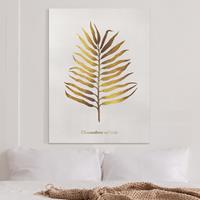 Bilderwelten Leinwandbild Blumen - Hochformat Gold - Palmenblatt II