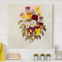 Bilderwelten Leinwandbild Blumen - Quadrat Pierre Joseph Redouté - Ein Bund von Stiefmütterchen