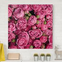 Bilderwelten Leinwandbild Blumen - Quadrat Pinke Pfingstrosen