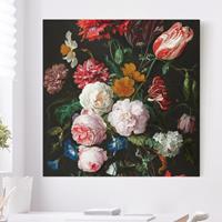 Bilderwelten Leinwandbild Blumen - Quadrat Jan Davidsz de Heem - Stillleben mit Blumen in einer Glasvase