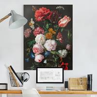 Bilderwelten Leinwandbild Blumen - Hochformat Jan Davidsz de Heem - Stillleben mit Blumen in einer Glasvase