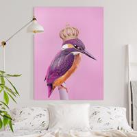Bilderwelten Leinwandbild Tiere - Hochformat Rosa Eisvogel mit Krone