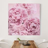 Bilderwelten Leinwandbild Blumen - Quadrat Rosa Pfingstrosen
