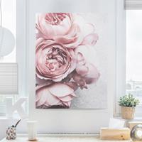 Bilderwelten Leinwandbild Blumen - Hochformat Rosa Pfingstrosenblüten Shabby Pastell