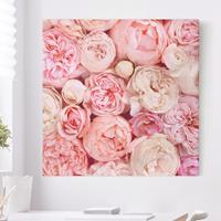 Bilderwelten Leinwandbild Blumen - Quadrat Rosen Rosé Koralle Shabby
