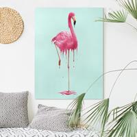 Bilderwelten Leinwandbild Tiere - Hochformat Schmelzender Flamingo