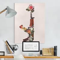 Bilderwelten Leinwandbild Blumen - Hochformat Waffe mit Rose