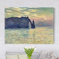 Bilderwelten Leinwandbild Kunstdruck - Querformat Claude Monet - Felsen Sonnenuntergang