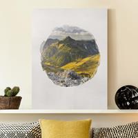 Bilderwelten Leinwandbild Berge - Hochformat Wasserfarben - Berge und Tal der Lechtaler Alpen in Tirol