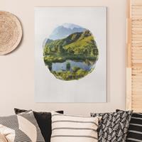 Bilderwelten Leinwandbild Berge - Hochformat Wasserfarben - Blick vom Hirschbichl ins Defereggental