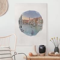 Bilderwelten Leinwandbild - Hochformat Wasserfarben - Canale Grande Blick von der Rialtobrücke Venedig
