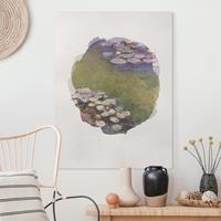 Bilderwelten Leinwandbild Blumen - Hochformat Wasserfarben - Claude Monet - Seerosen