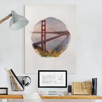 Bilderwelten Leinwandbild - Hochformat Wasserfarben - Golden Gate Bridge in San Francisco