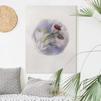 Bilderwelten Leinwandbild Blumen - Hochformat Wasserfarben - Marienkäfer Paar