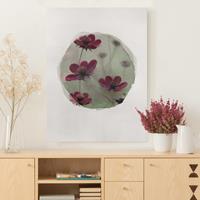 Bilderwelten Leinwandbild Blumen - Hochformat Wasserfarben - Pinke Kosmeen