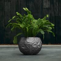 Gartentraum.de Kugelförmiger Beton Übertopf für Pflanzen - modern - Kahlo / 9,5x12,5x12,5cm (HxBxT) / Anthrazit glänzend