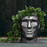 Gartentraum.de Mann Kopf Blumentopf aus Beton - modern - Apollo Design - Moholy / 15,5x11x15cm (HxBxT) / ohne Farbe