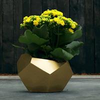 Gartentraum.de Elegantes Pflanzgefäß aus Beton - eckig - mit Farbe - Mirakoma / Gold glänzend