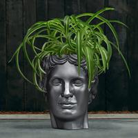 Gartentraum.de Blumentopf im Kopf Design - Götterbote - aus Architekturbeton - Hermean / 14,5x14,5cm (BxT) / Anthrazit glänzend