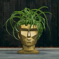 Gartentraum.de Moderner Frauen Kopf Pflanztopf aus Beton - Aphrodite Design - Morahby / Gold glänzend