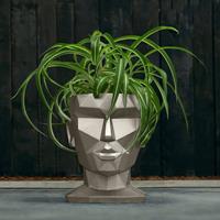 Gartentraum.de Moderner Frauen Kopf Pflanztopf aus Beton - Aphrodite Design - Morahby / Bronze glänzend