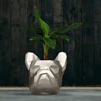 Gartentraum.de Hundekopf als Blumentopf - modernes Design - Bulldogge - Seurat / Bronze glänzend