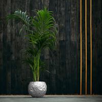 Gartentraum.de Kugelförmiger Beton Übertopf für Pflanzen - modern - Kahlo / 27,3x34,6x34,5cm (HxBxT) / Silber glänzend