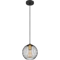 Globo Industriële hanglamp Eusebius - L:20cm - E27 - Metaal - Zwart