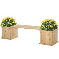 GardenGoodz Tuinbank Met 2 Plantenbakken - Bankje - Zitbank - Bloembakken Voor Buiten - 176 Cm X 38 Cm X 40 Cm