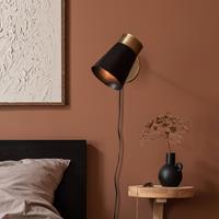 PR Home Luna wandlamp zwart/messing antiek