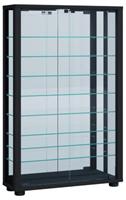 Hioshop VitrosaMini vitrinekast wandmontage met spiegel 2 glazen deuren Incl. LED-verlichting zwart.