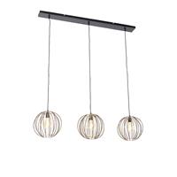 QAZQA Industriële hanglamp brons met zwart langwerpig 3-lichts - Dong